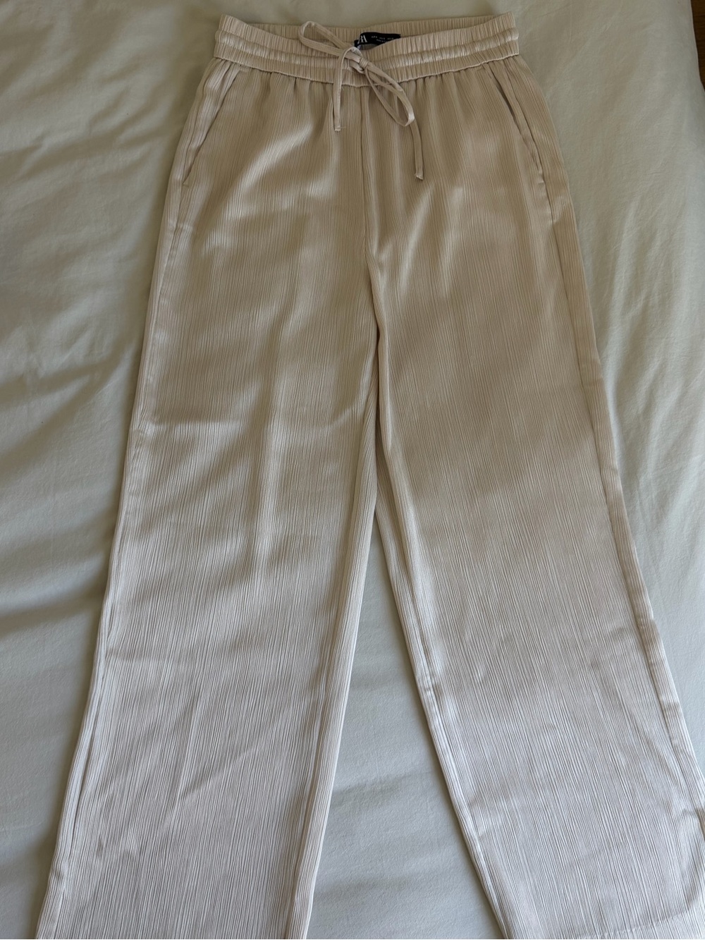 Zara Light Beige Drawstring Pants